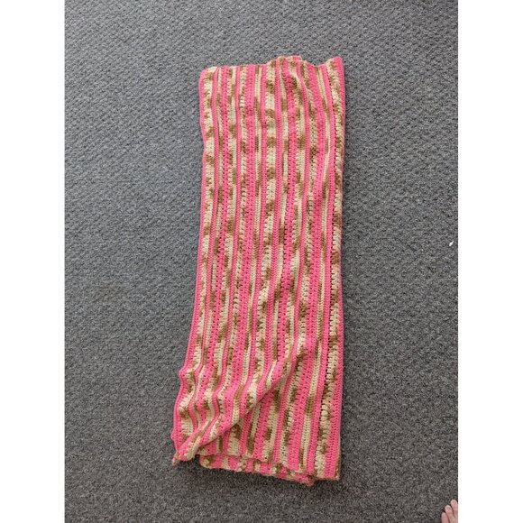 Hand Made Crochet Knit Afghan Throw Lap Blanket 59" x 49" Pinks - Picture 6 of 6